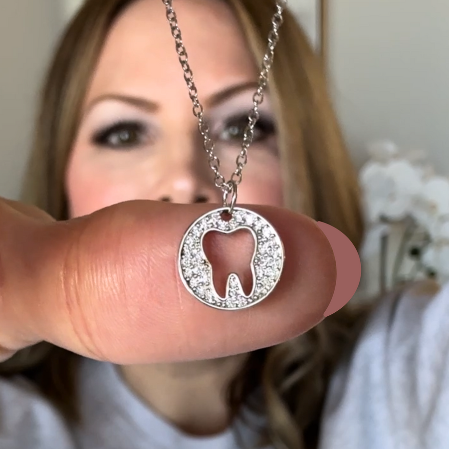 Disc Tooth Necklace - Solid .925 Sterling Silver