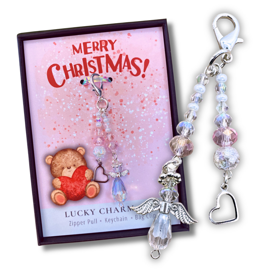 Happy Holidays, Merry Christmas Charm Clip, with 'Heart' charm, that PERFECT little something!