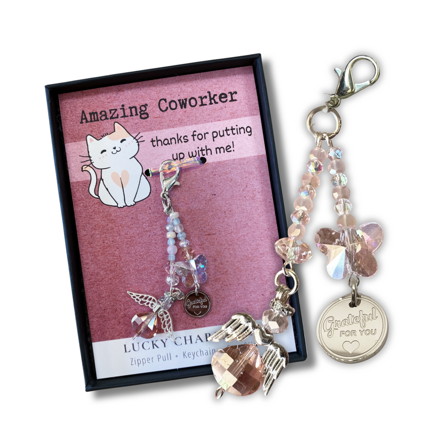 Coworker Charm Clip with 'Grateful for You' and a heart charm, that PERFECT little something!
