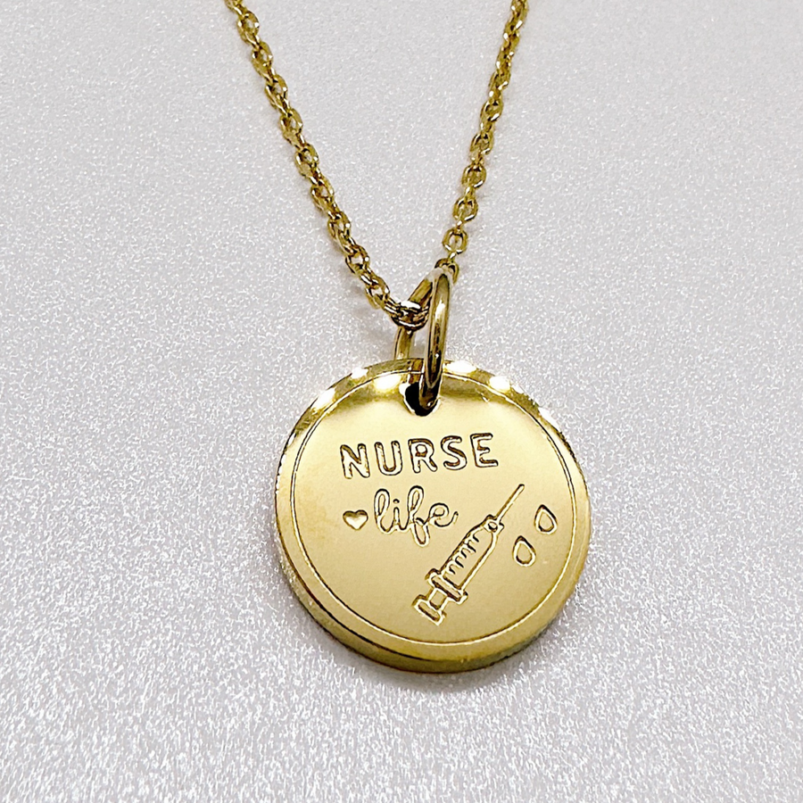 Dainty nurse necklace in gold - minimalist nurse jewelry