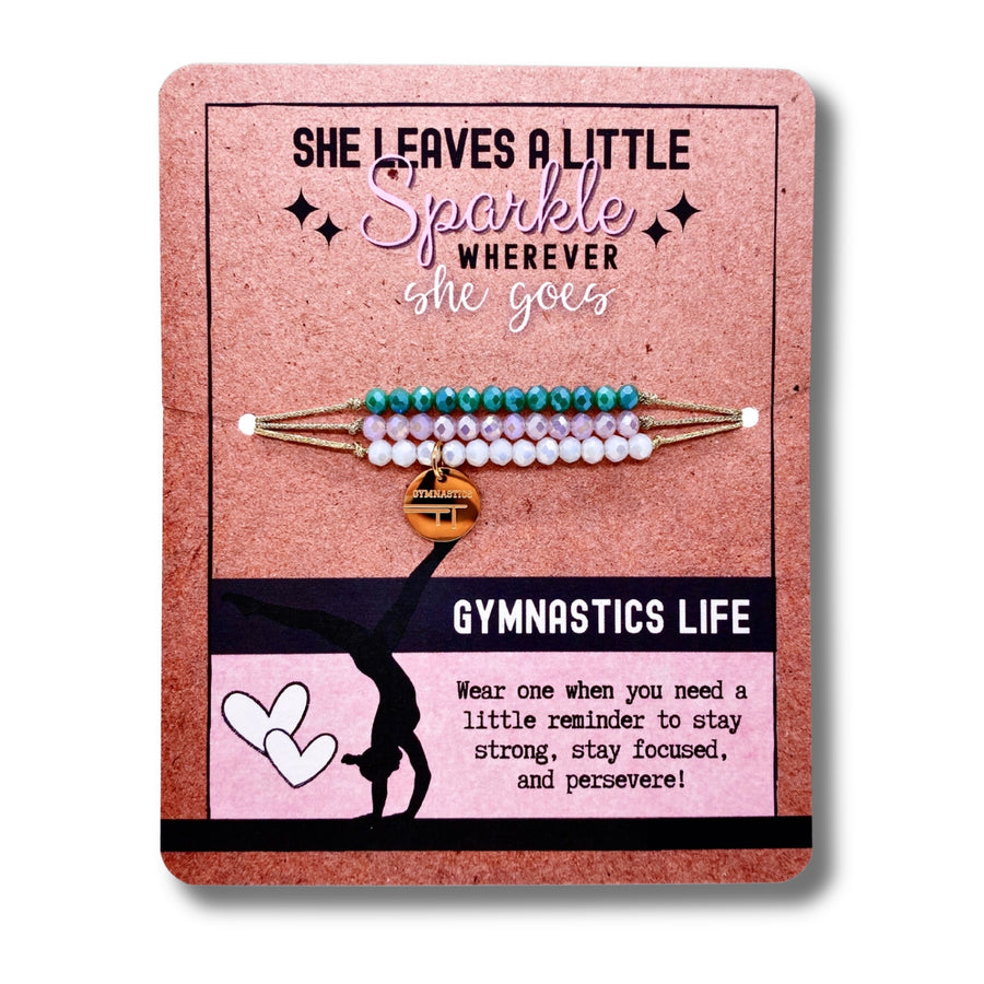 Gymnastics Life Charm Bracelet set with 14K Gold plated 'Gymnastics' charm, the Perfect little something.