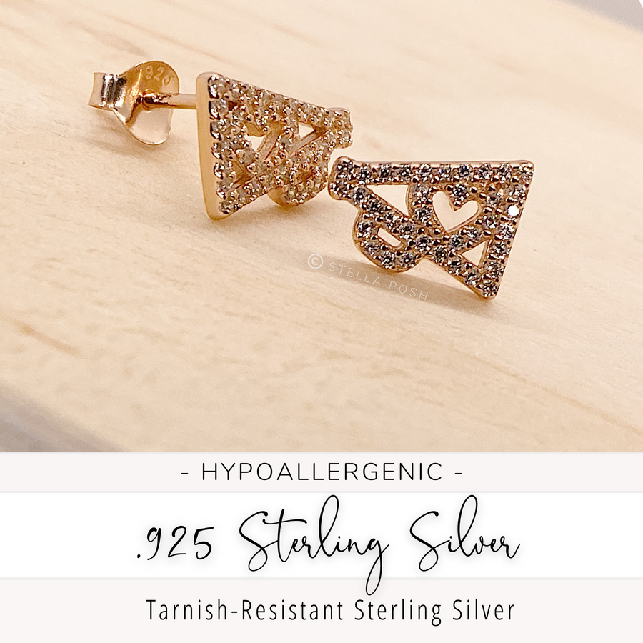 .925 Sterling Silver Cheer Earrings, with premium Cubic Zirconias in a pavè setting.