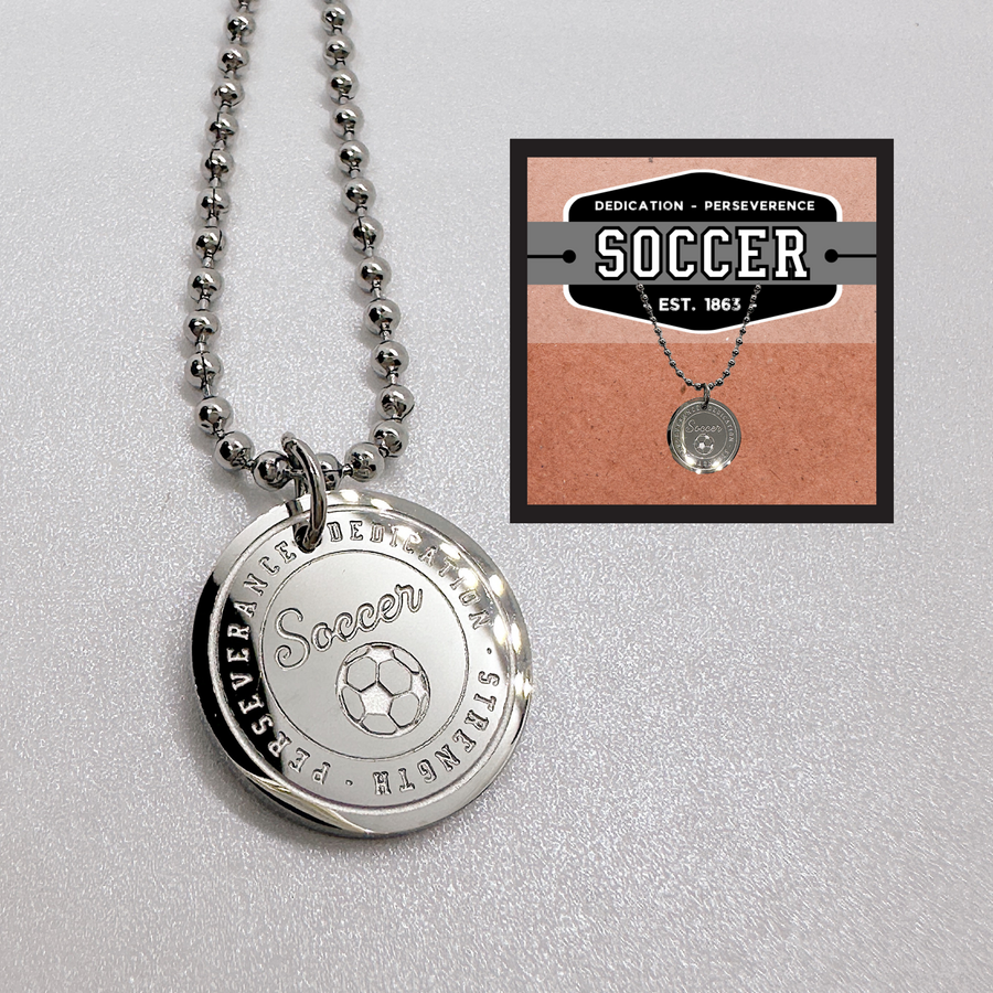 16MM Soccer disc charm necklace.
Dedication - Strength - Perseverance