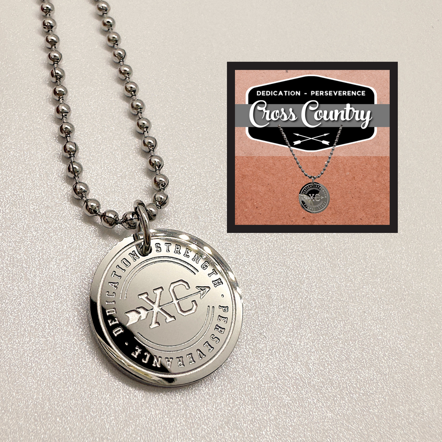 16MM Cross Country disc charm necklace.
Dedication - Strength - Perseverance