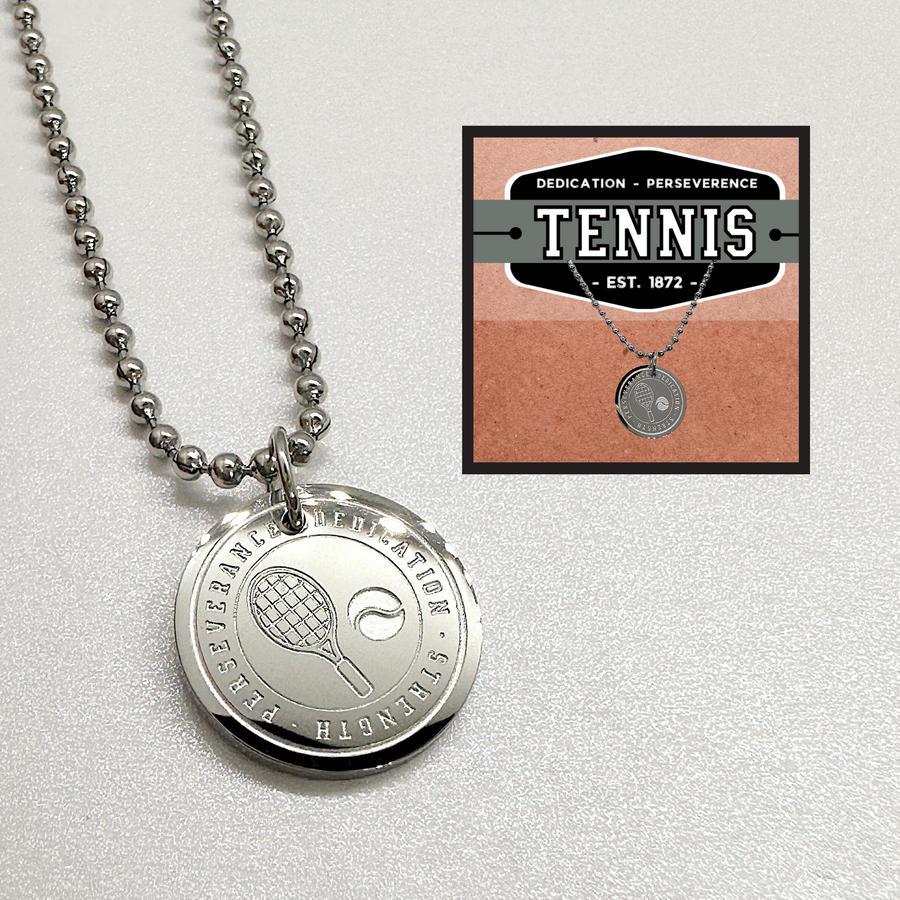 16MM Tennis disc charm necklace.
Dedication - Strength - Perseverance
