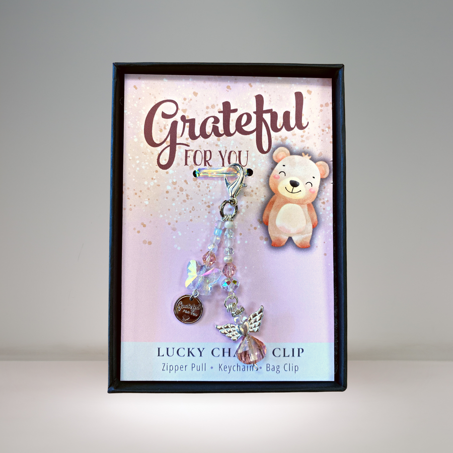 Grateful Charm Clip, 'Grateful for You' charm.