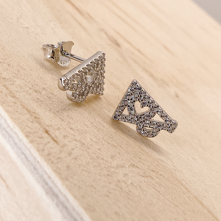 .925 Sterling Silver Cheer Earrings, with premium Cubic Zirconias in a pavè setting.