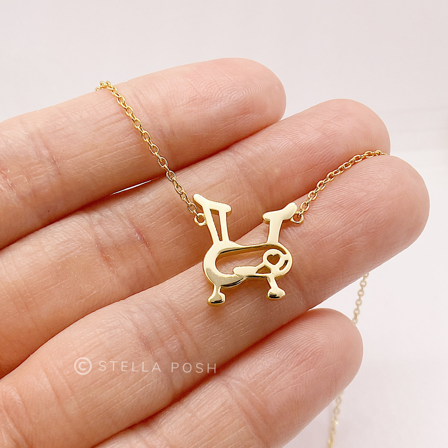 Dainty .925 Sterling Silver Indoor Exercise Cycle Necklace in gold.
