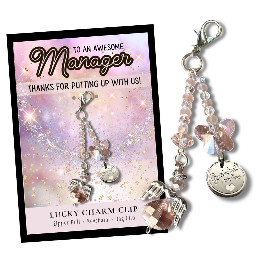 Awesome Manager Charm Clip with 'Grateful for you' charm, the PERFECT little something.