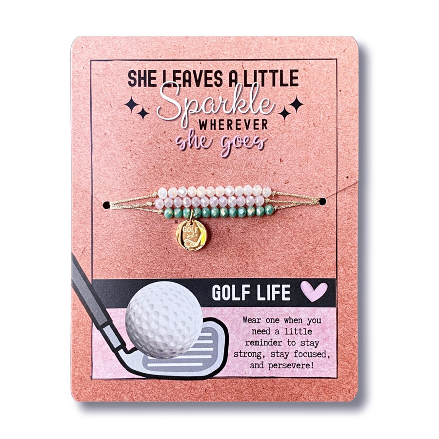 Golf Life Charm Bracelet Set with 14K Gold plated 'Golf girl' charm, the Perfect little something.