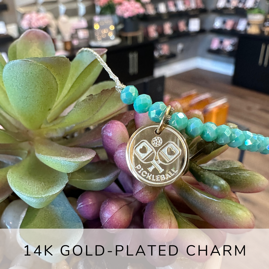 Pickleball Life Charm Bracelet with 14K Gold plated 'Pickleball' charm, the Perfect little something.