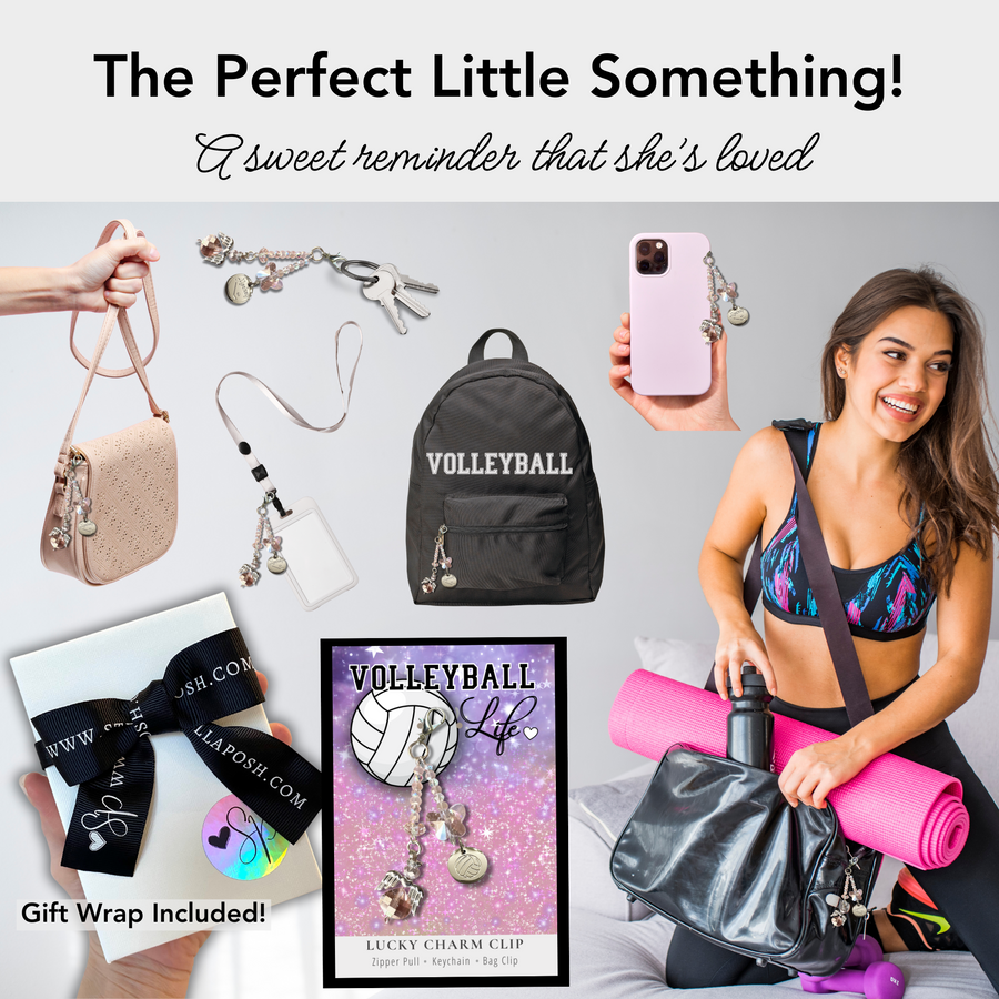 Volleyball Charm Clip with 'Volleyball' charm, the PERFECT little something.