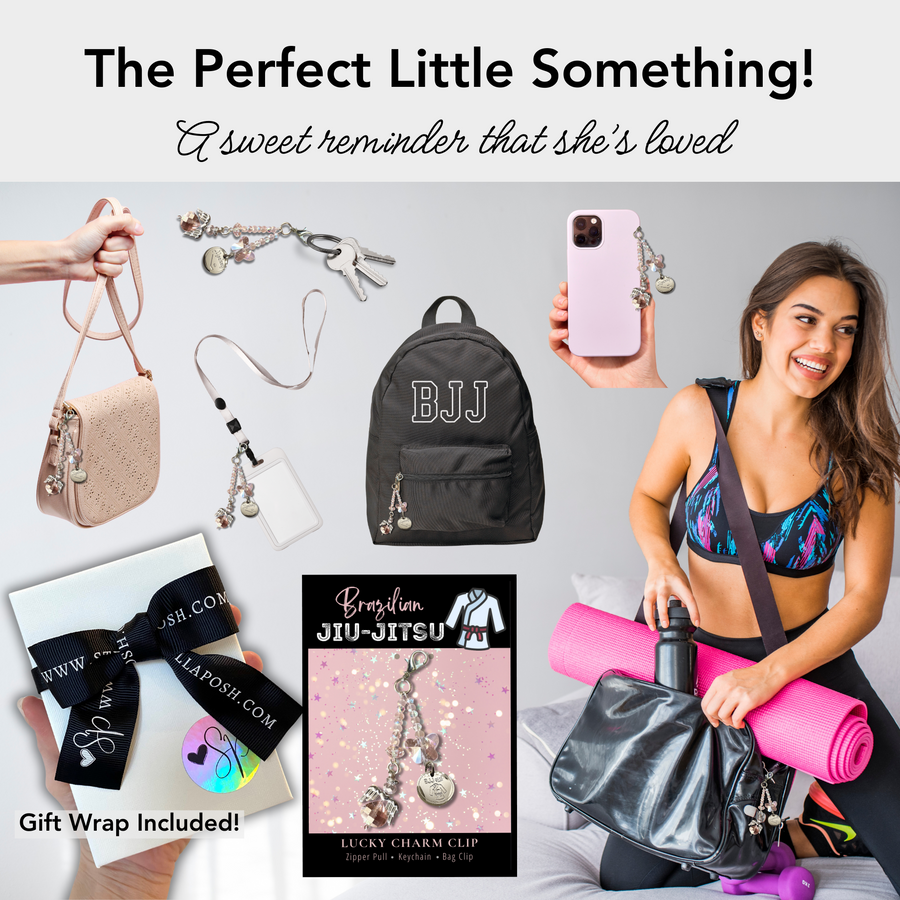 BJJ, Brazilian Charm Clip with 'BJJ Girl' charm, that PERFECT little something.