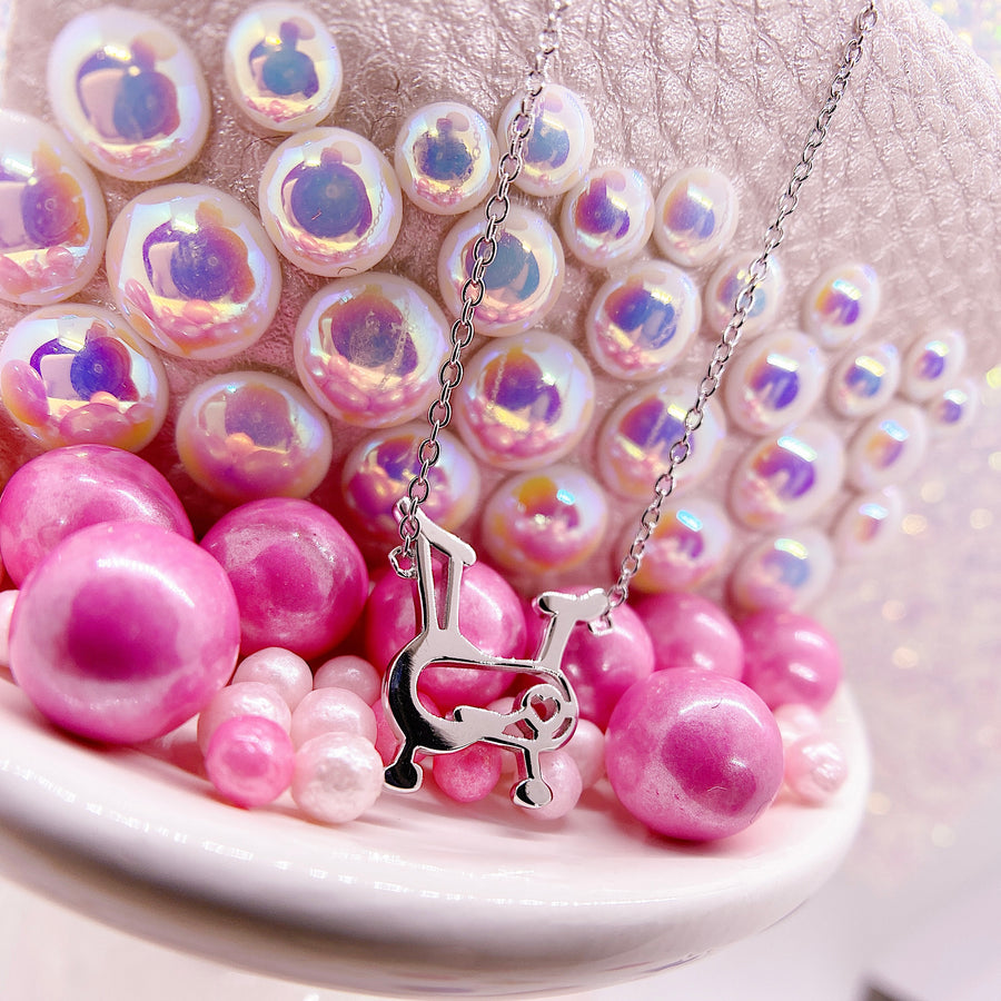 Dainty .925 Sterling Silver Indoor Exercise Cycle Necklace.