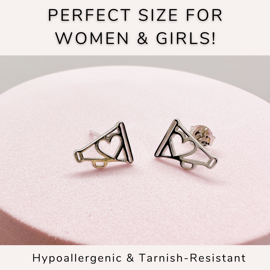 .925 Sterling Silver Cheer Earrings, adjustable for all ages.