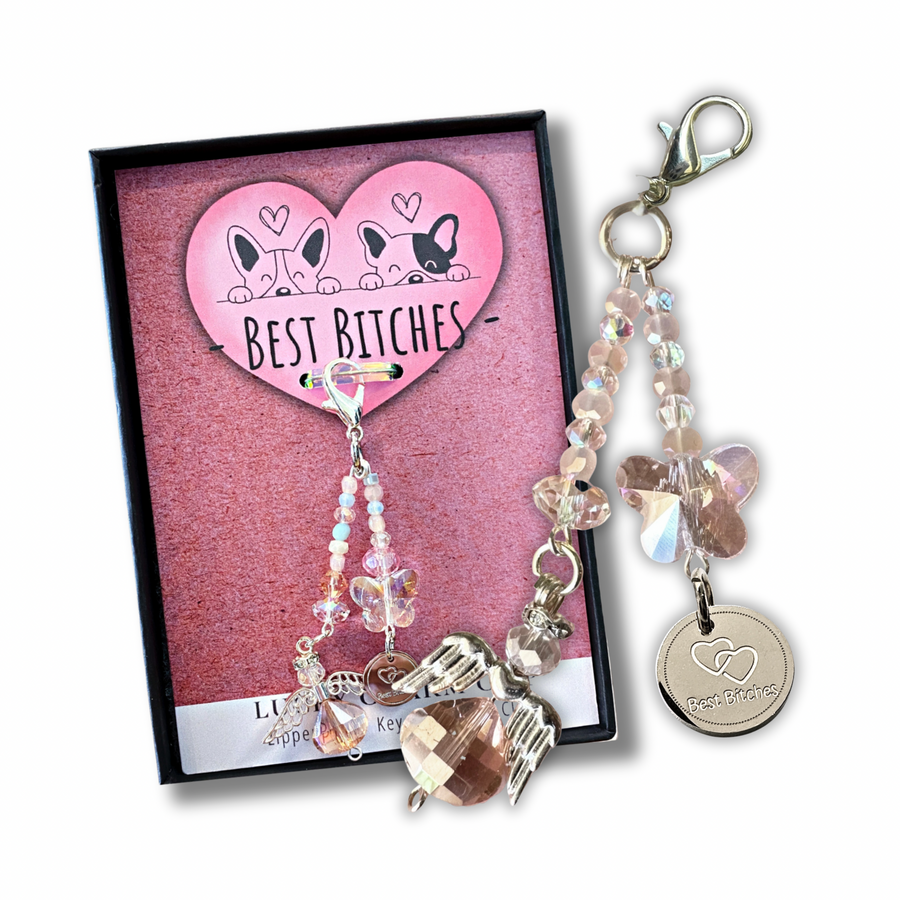 Best Friends Charm Clip with 'Best Bitches' with 2 hearts charm, that PERFECT little something!