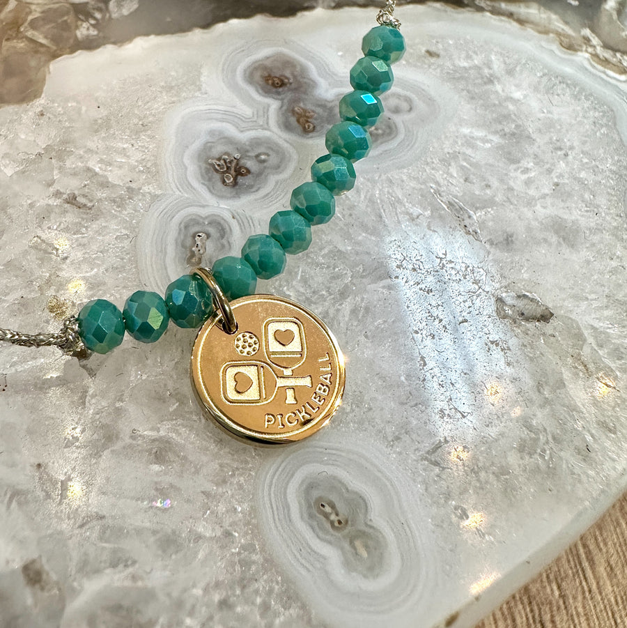 Pickleball Life Charm Bracelet with 14K Gold plated 'Pickleball' charm, the Perfect little something.