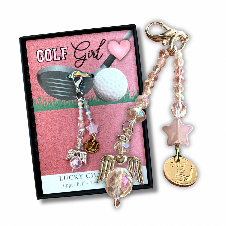 Golf Girl Charm Clip with 'Golf girl' and golf club charm, that PERFECT little something!