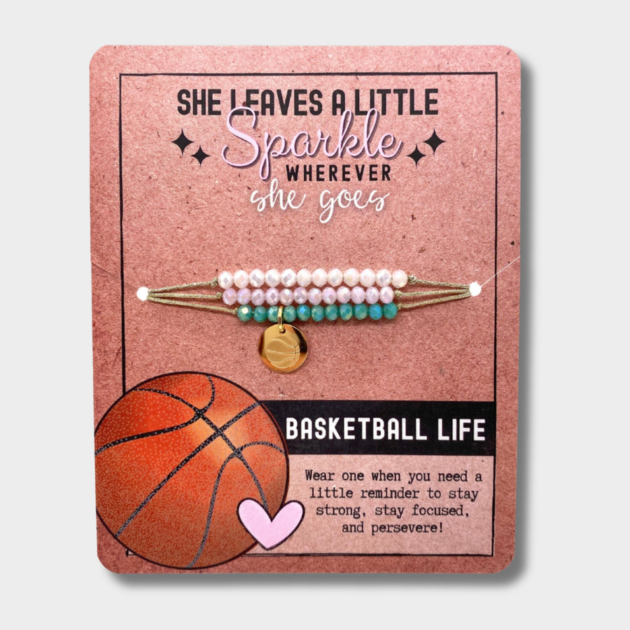 Basketball Life Charm Bracelet Set with 18K Gold plated 'Basketball' charm, the Perfect little something.