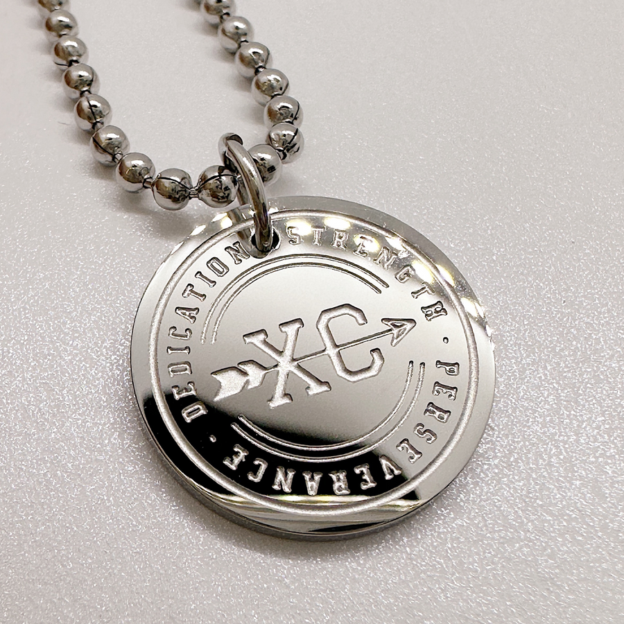 16MM Cross Country disc charm necklace.
Dedication - Strength - Perseverance