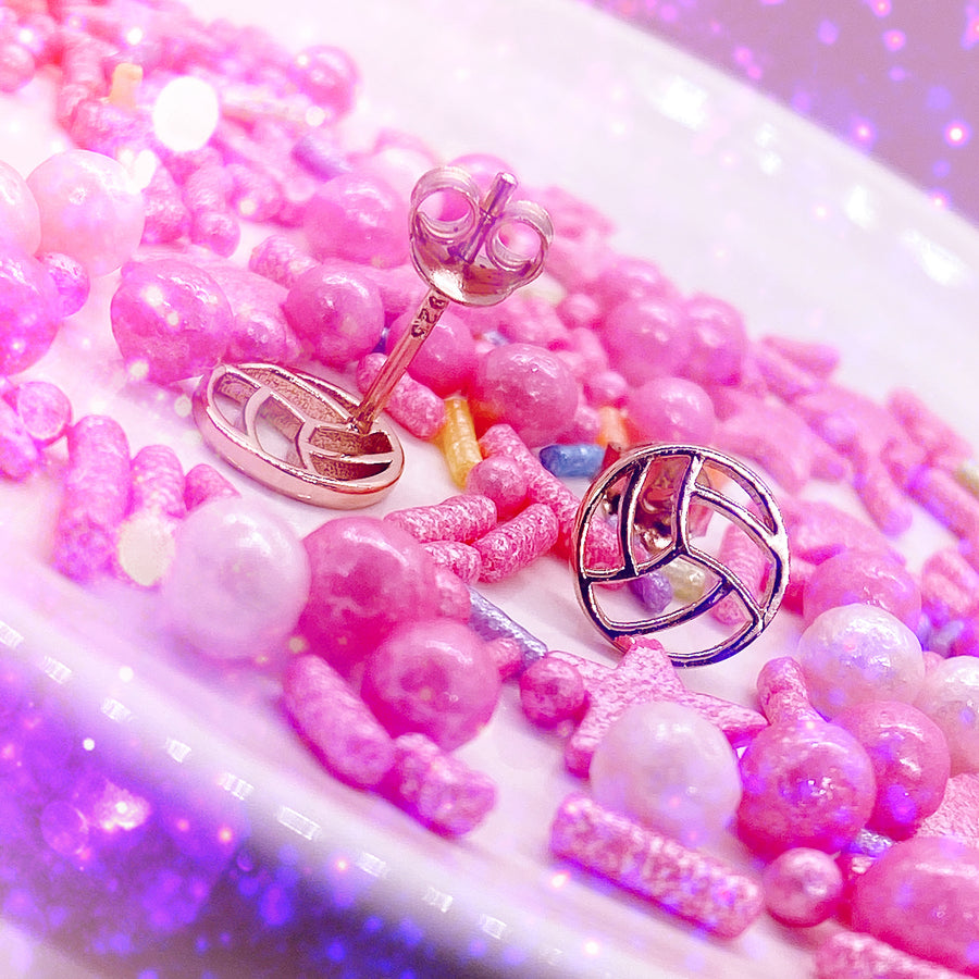 Tiny .925 silver Volleyball Earrings..
