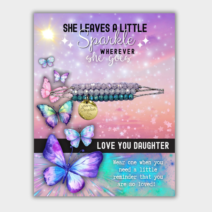 Love You Daughter Charm Bracelet Set with 14K Gold plated 'Love You Daughter' charm, the Perfect little something.