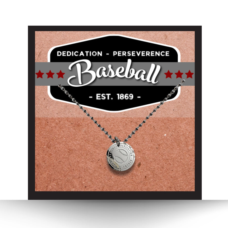 16MM Baseball disc charm necklace.
Dedication - Strength - Perseverance