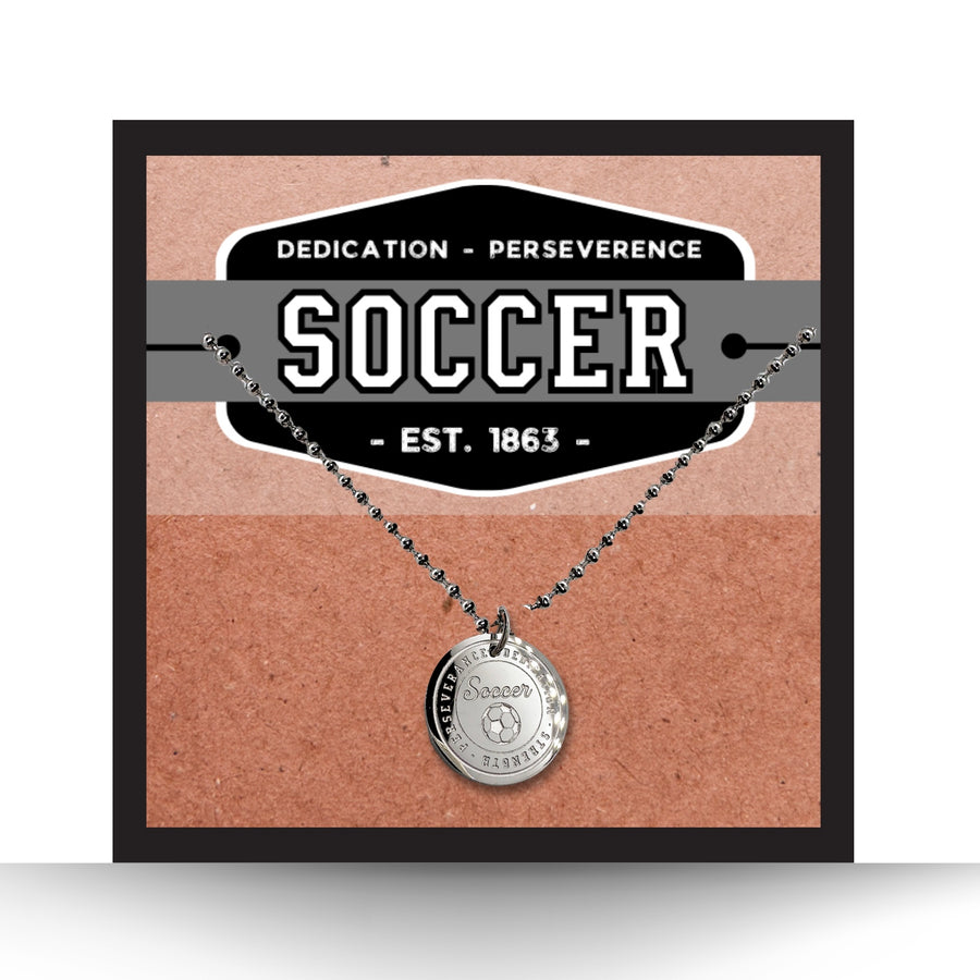 16MM Soccer disc charm necklace.
Dedication - Strength - Perseverance