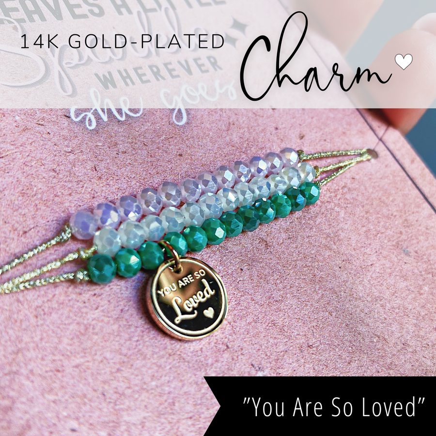 Amazing Goddaughter Charm Bracelet Set with 14K Gold plated 'You are so Loved' charm.