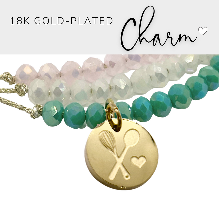 18K 'Spoon and Whisk' gold plated charm.