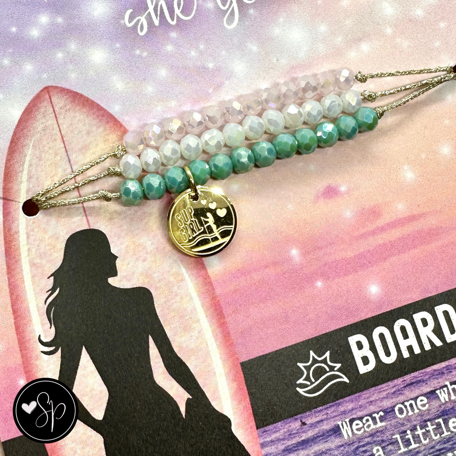 Board Life Charm Bracelet Set with 14K Gold plated 'Surf's Up' charm, the Perfect little something.