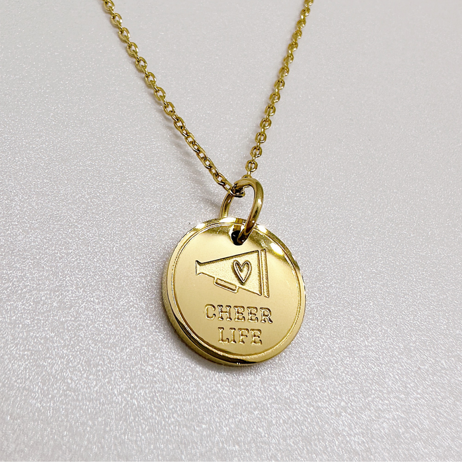 Dainty cheer megaphone necklace - gift for cheerleader