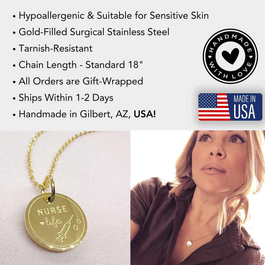 Nurse Charm Necklace - Hypoallergenic and Tarnish-Resistant