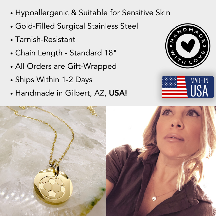 Disc charm necklace information details.