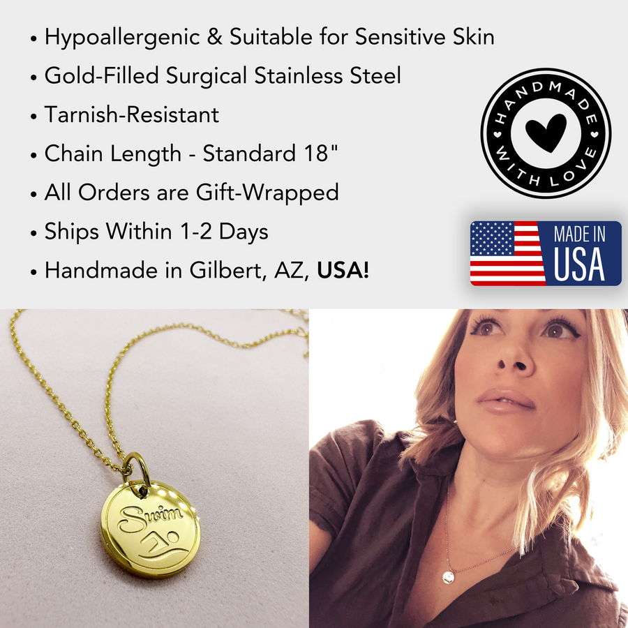 Disc charm necklace information details.