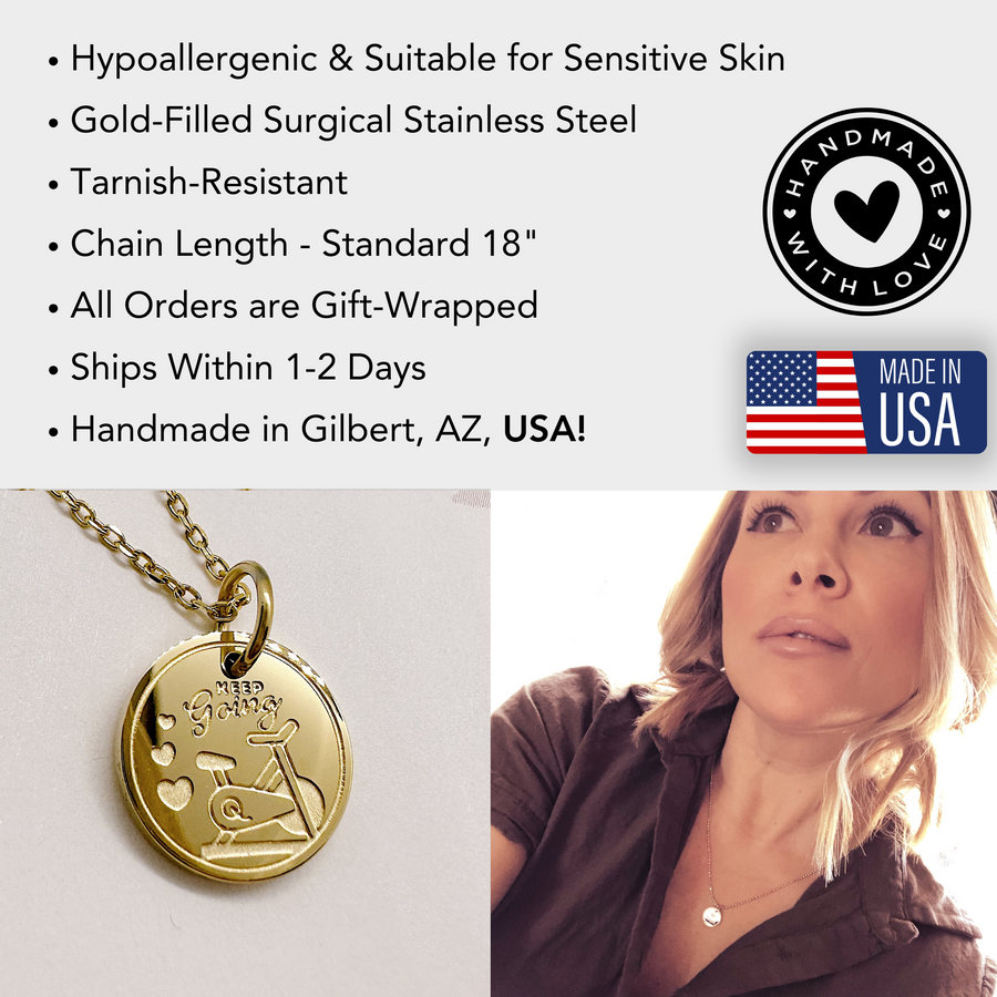 Disc charm necklace information details.