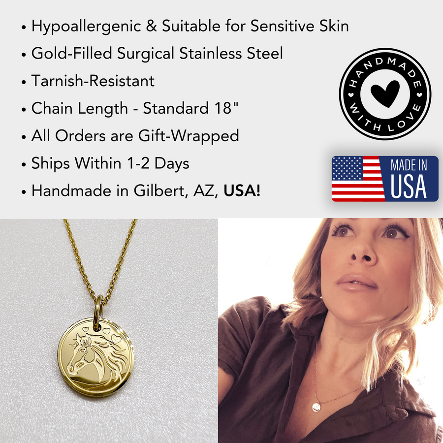Disc charm necklace information details.