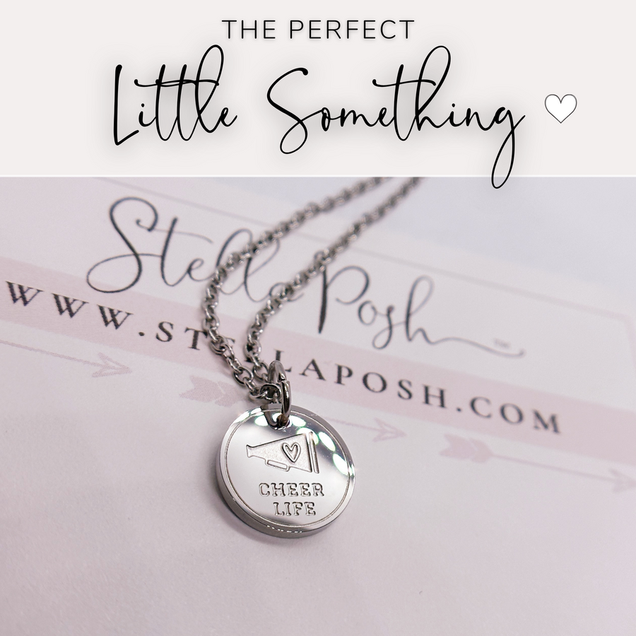 Silver cheer disc charm necklace, that perfect little something!