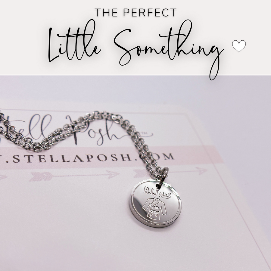 The Perfect Little Something Silver BJJ Girl Custom Disc Charm Necklace.