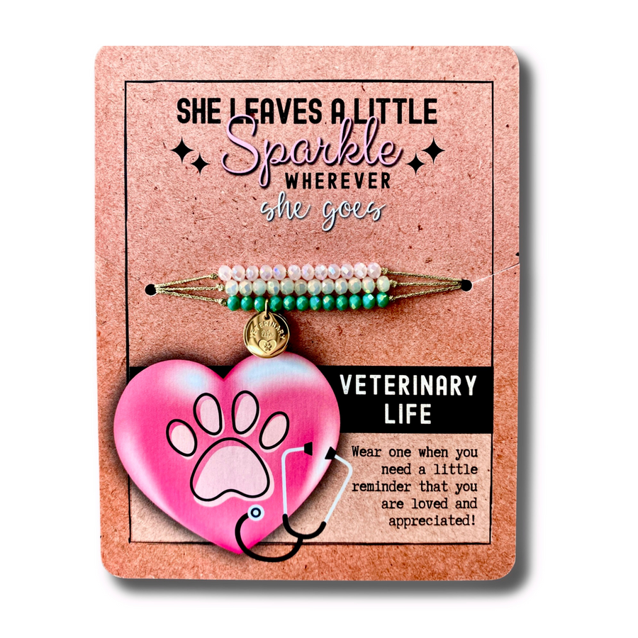 Veterinary Life Charm Bracelet Set with 14K Gold plated 'Veterinary Life' charm, the Perfect little something.