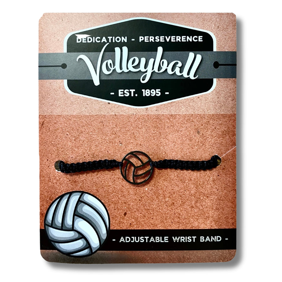Volleyball adjustable unisex wristband, mounted and ready for gift giving.