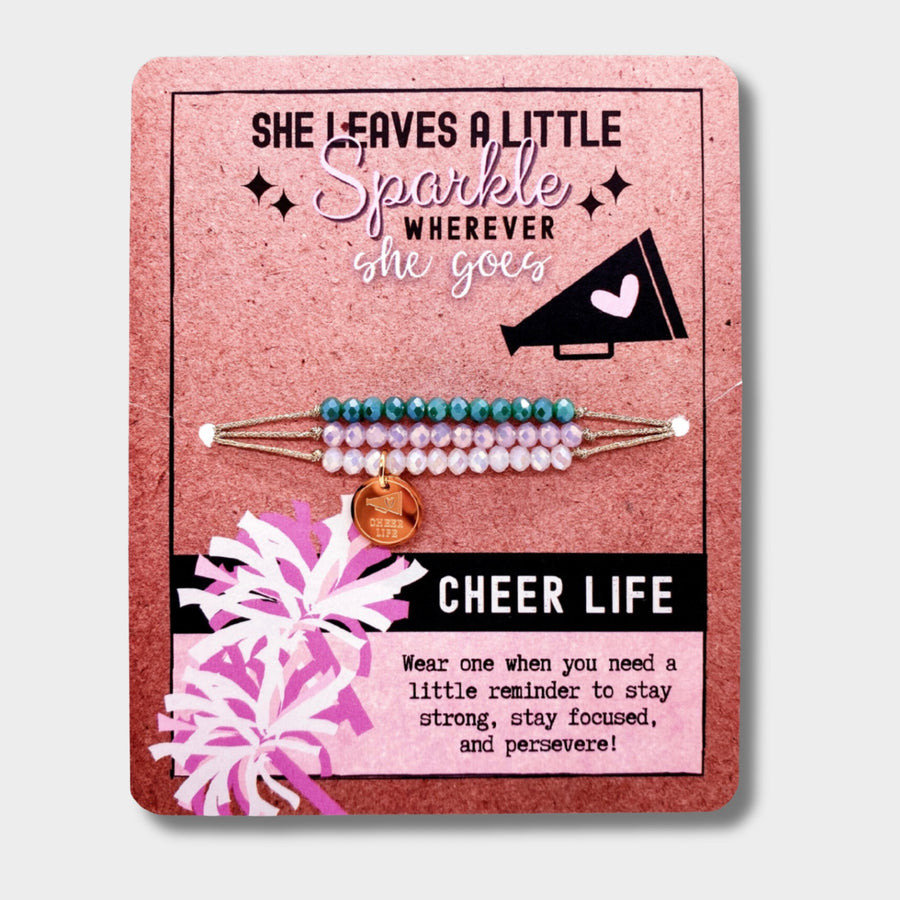 Cheer Life Charm Bracelet Set with 14K Gold plated 'Cheer Life' charm, the Perfect little something.