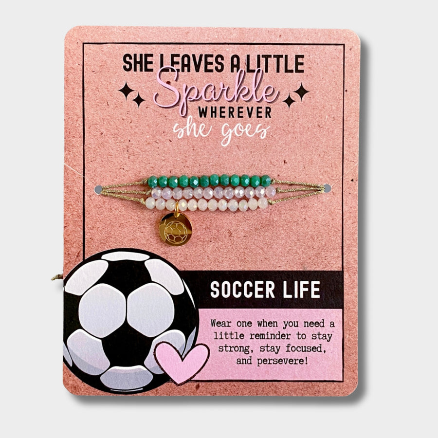 Soccer Life Charm Bracelet Set with 14K Gold plated 'Soccer Ball' charm, the Perfect little something.
