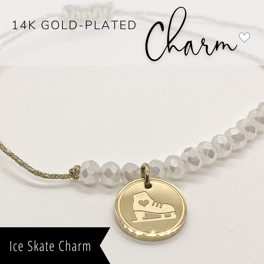Ice Skate Life Charm Bracelet set with 14K Gold plated 'Ice Skate' charm.