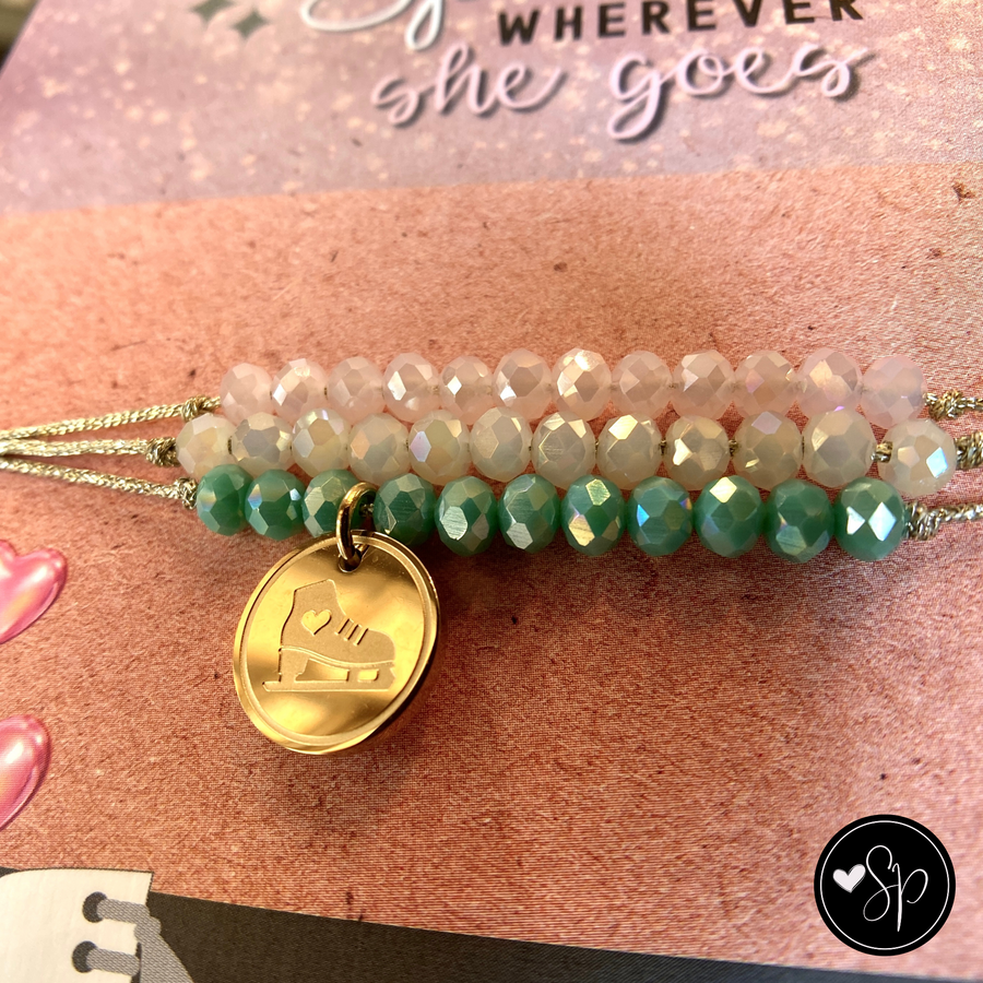 Ice Skate Life Charm Bracelet set with 14K Gold plated 'Ice Skate' charm.