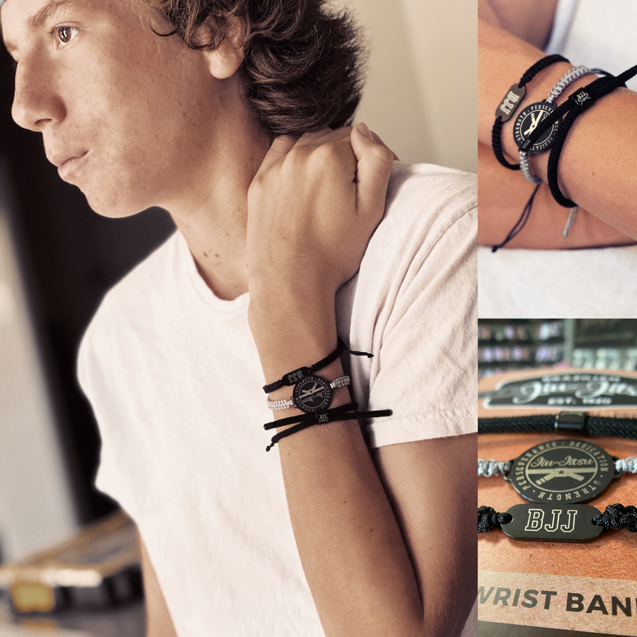 Teen Male Model wearing BJJ wristbands set.