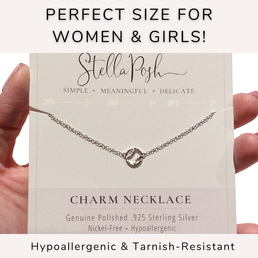 Tiny .925 silver Softball Necklace, sized for women and girls..