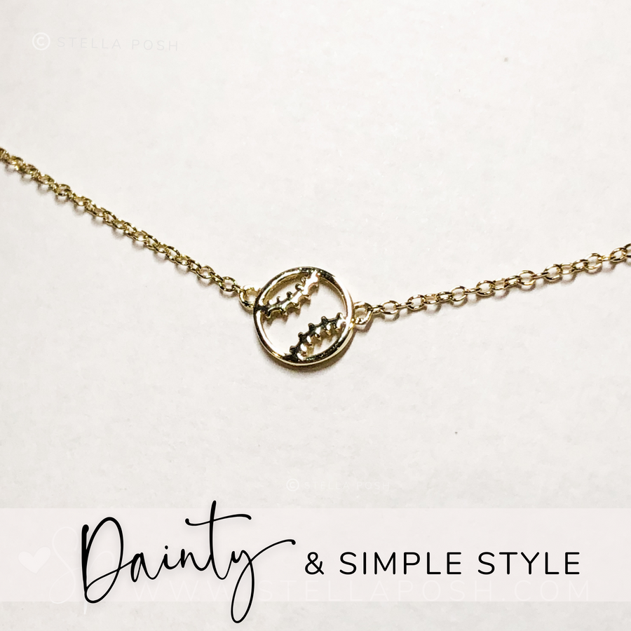 Dainty .925 silver Softball Necklace.