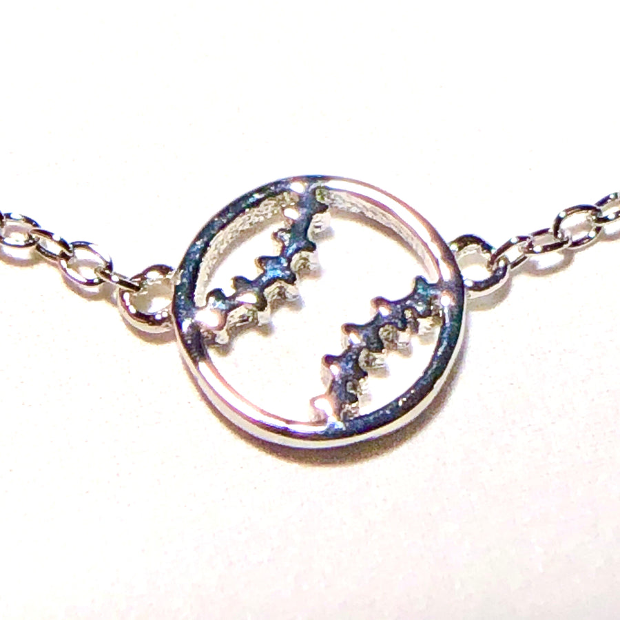 Tiny .925 silver Softball Necklace.