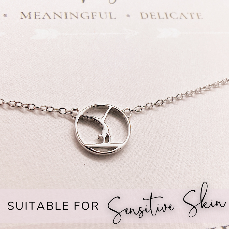 .925 silver Tiny Gymnastics Necklace suitable for sensitive skin.